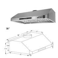 Docooler THOR KITCHEN Stainless Steel Under Cabinet Range Hood 900 CFM Kitchen Ventilator Baffle Filter 30in/36in... N4