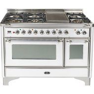 48" - 7 Burner Dual Fuel Range + Griddle with Convection Oven Finish: True White