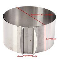 6-12&quot; Adjustable Stainless Steel Mousse Cake Ring Baking Mold 2Handle Layered N5