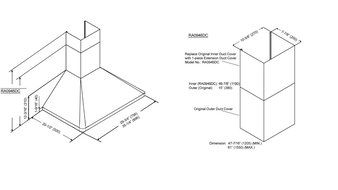 KOBE Range Hoods RAX9436SQB-DC46-1 3-Speed 680 CFM Brillia Wall Mount Range Hood Fits Ceiling Heights Of 10-1/... N3