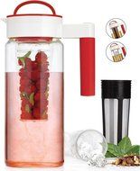 3 in 1 Clear Glass Red Infusion Pitcher Drink Maker 1.65-L, Fruit Infuser, Tea Brewing Filter &amp; Ice Chiller Included... N2