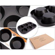 uxcell Casa-J Bakeware Muffin Pans 6 Cup Nonstick Stainless Steel Black N8