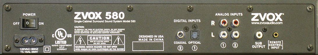 ZVOX 580 Low-Profile Single-Cabinet Surround Sound System with Optical and Coaxial Digital Inputs N2