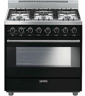 Smeg C36GGNU 36" Free Standing Gas Range with 6 Gas Burners and 3 Cooking Modes, Black