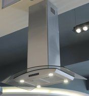 Kitchen Bath Collection ISL75A-LED Stainless Steel Island-Mounted Kitchen Range Hood with Arched Tempered Glass... N3