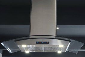 Kitchen Bath Collection ISL75A-LED Stainless Steel Island-Mounted Kitchen Range Hood with Arched Tempered Glass... N4