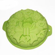 X-Haibei Round Holiday Wreath Bundt Jello Cake Pan Silicone Baking Shallow Mold 10inch