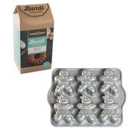 Nordic Ware Gingerbread Kids Cast Aluminum Cakelet Pan with Vanilla Bean Cake Mix
