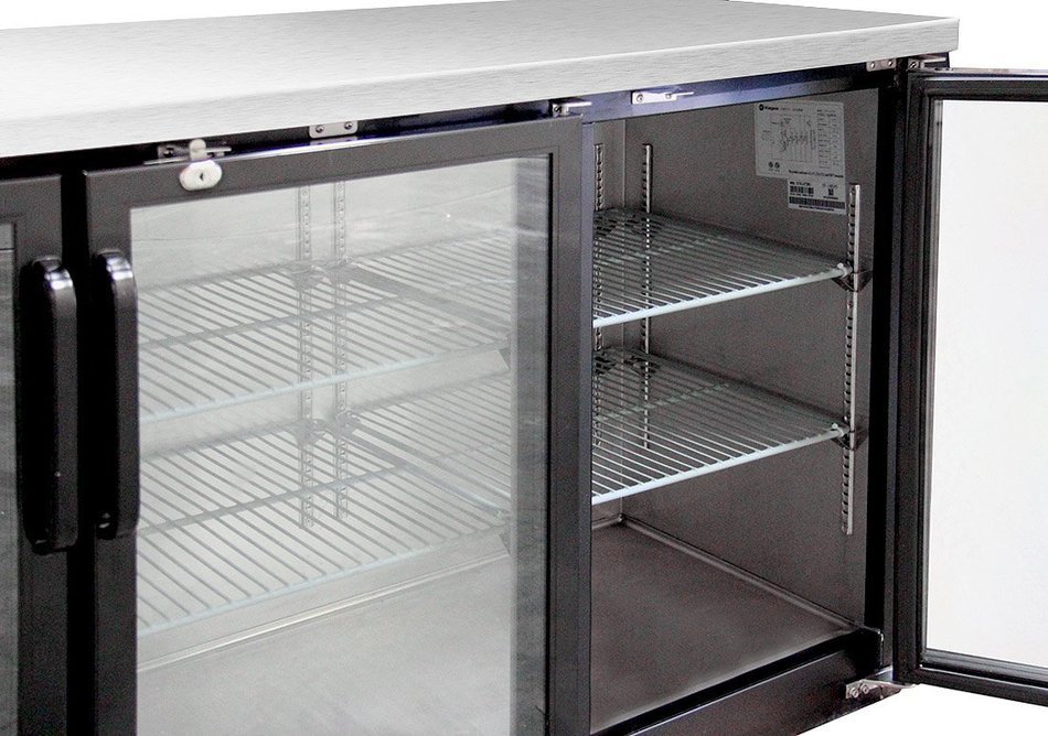 Kegco Commercial Back Bar Cooler Refrigerator with Three Glass Doors N3