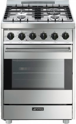 Smeg C24GGXU 24" Freestanding Pro-Style Gas Range With 4 Sealed Burners 3 Cooking Modes Gas Convection Mode Broil...