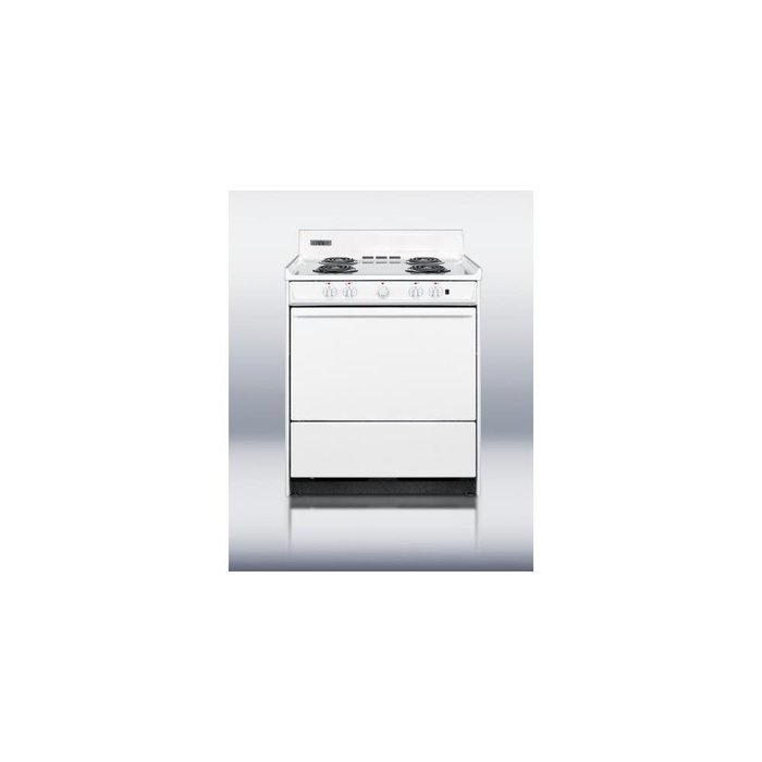 Summit WEM2171Q: 30" wide electric range with indicator lights and a three-prong line cord, for HUD applications. N5