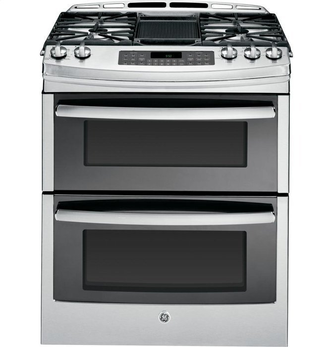 GE PGS950SEFSS Profile 30" Stainless Steel Gas Slide-In Sealed Burner Double Oven Range - Convection