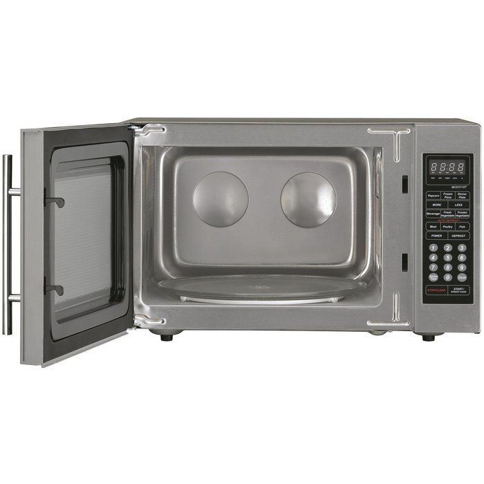 Stainless Steel Finish Digital Countertop Microwave, 6 Pre-programmed Functions, 1100 Watts, 1.3 Cubit Foot