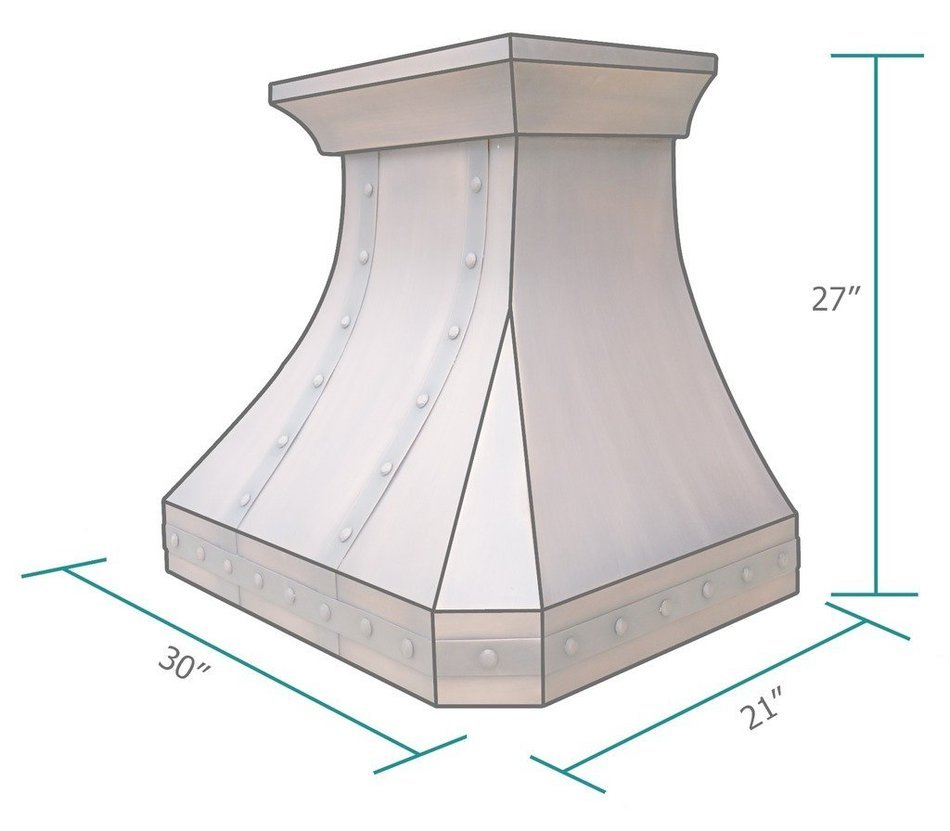 Copper Best H3 302127S Copper Stove Hood with Classic Design in Antique Copper Finish N4