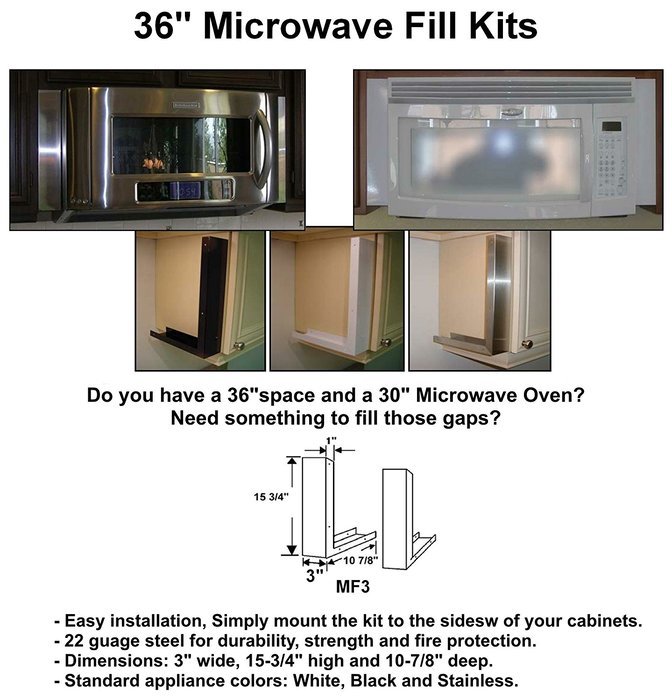 Universal Stainless Steel Over the Range Microwave Trim Fill Kit 36" Wide by 15-3/4" Tall MF3-SS N2