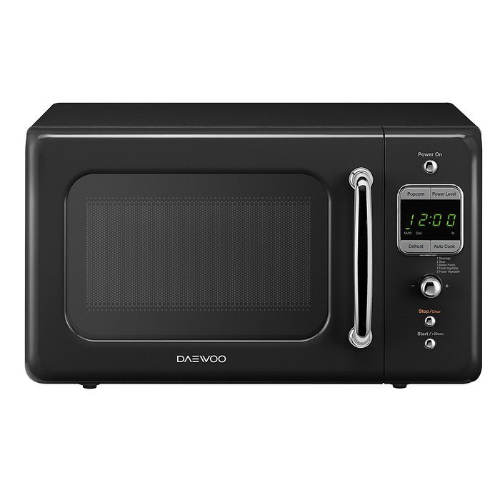 Daewoo Retro Microwave Oven 0.7 Cu Ft, Piano Black 700W N4