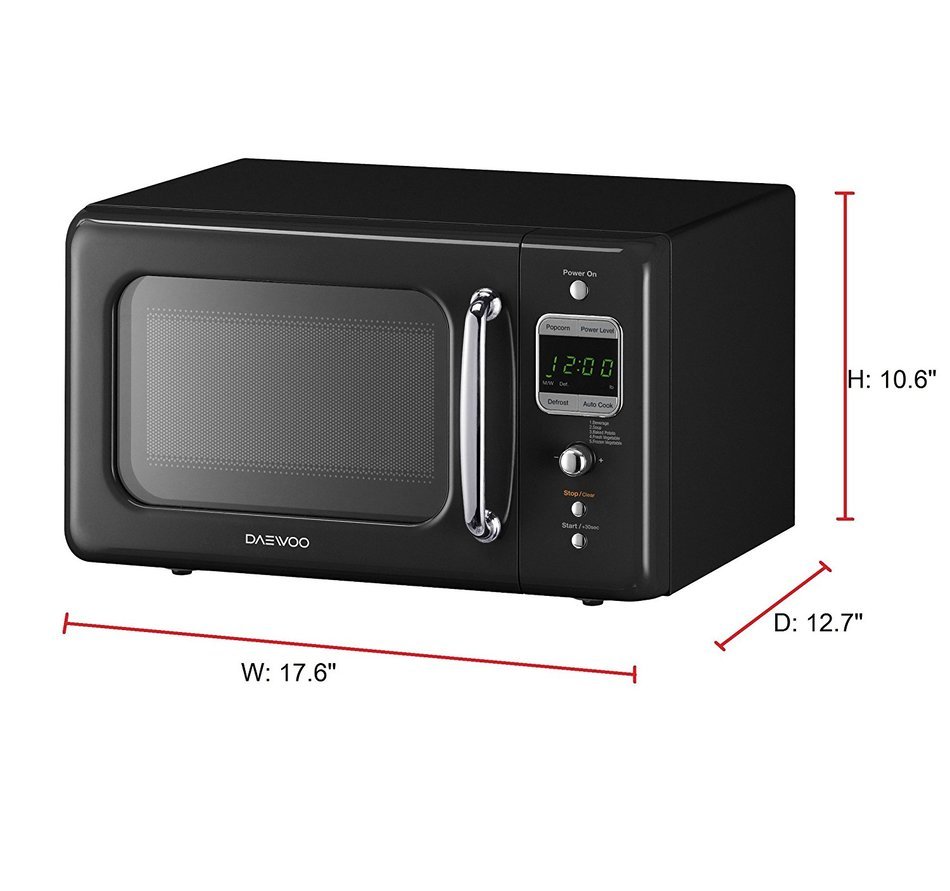 Daewoo Retro Microwave Oven 0.7 Cu Ft, Piano Black 700W N5