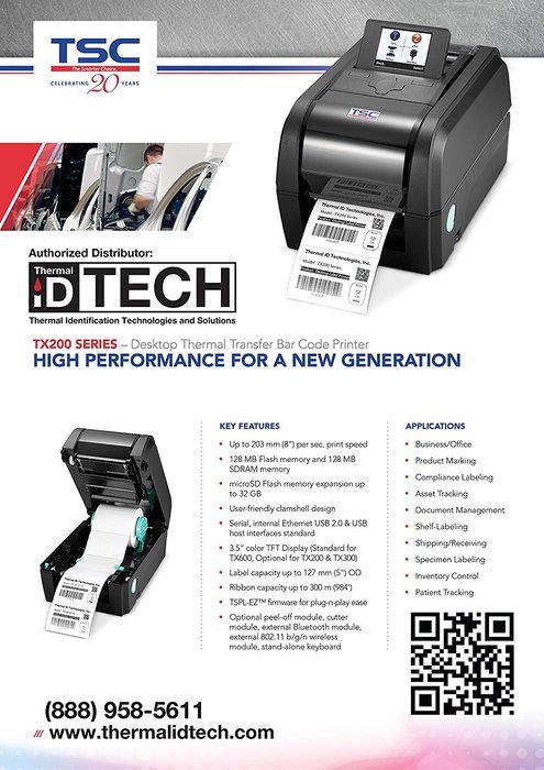 TX200 (200DPI), TX300 (300DPI) and TX600 (600DPI) Series Printer with Ethernet N4