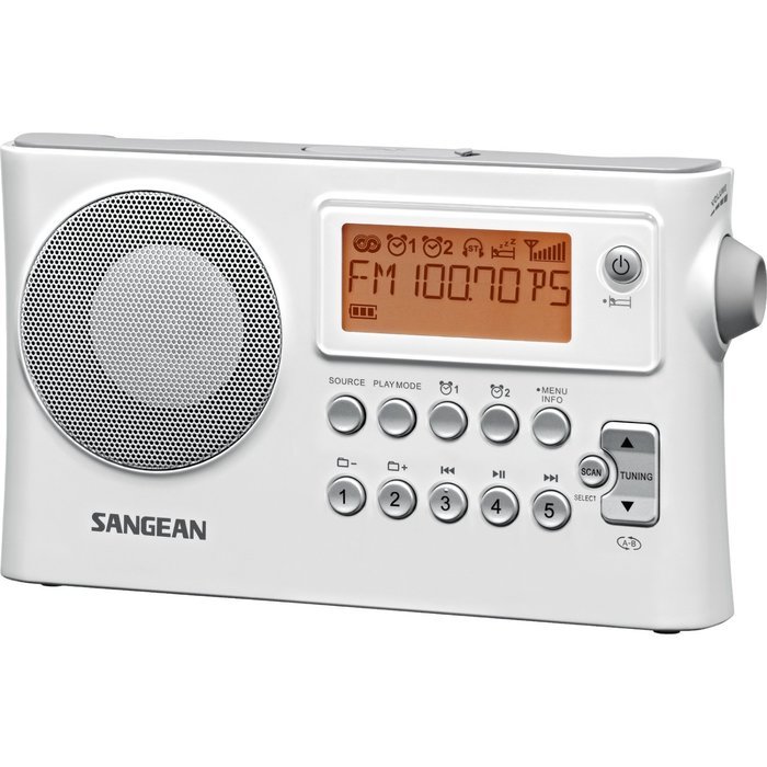 SANGEAN-PERSONAL & PORTABLE Sangean Desktop Clock Radio. AM/FM-RDS PORTABLE RECEIVER W/USB. 2 x Alarm - FM, AM...
