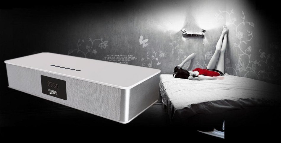 HIFI Wireless V4.0 Bluetooth Stereo Speaker with LED Display Multimedia Time Alarm FM Mode(black)