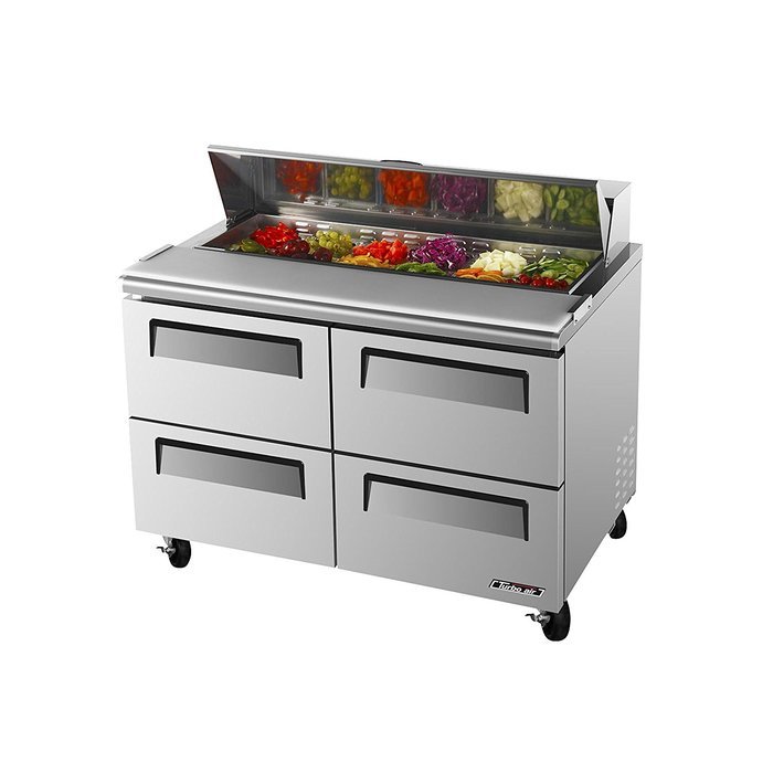 Turbo Air - Super Deluxe 12 Pan 4 Drawer Stainless Refrigerated Sandwich/Salad Prep Table