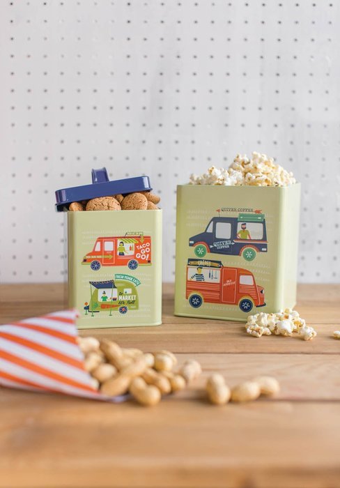 Now Designs L19014 Storage Tins, Food Trucks, Green, Set of 2 N10