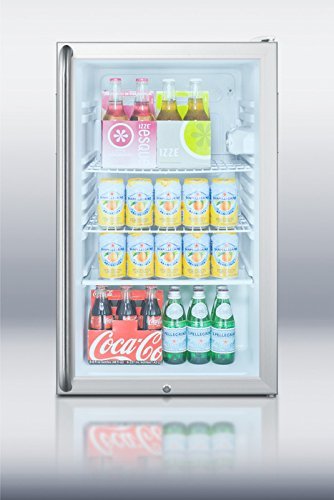 Summit SCR450L7SH 20" Commercially Listed Compact Refrigerator With 4.1 cu. ft. Capacity Glass Door Factory Installed... N2