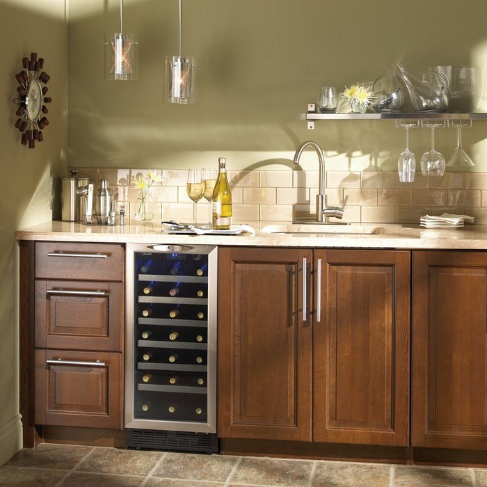 Danby DWC1534BLS 3.7 Cu. Ft. 34-Bottle Silhouette Wine Cooler - Black/Stainless N2