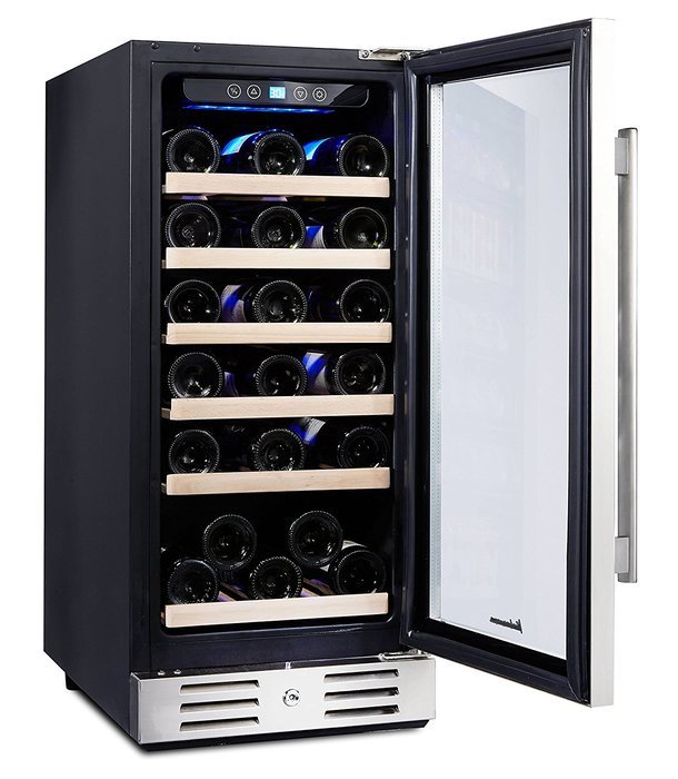 Kalamera 15'' Wine refrigerator 30 Bottle Built-in or Freestanding with Stainless Steel & Double-Layer Tempered... N3
