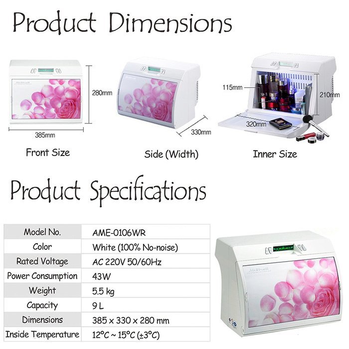 New AMEX Mishell AME-0106WR Cosmetics Cooler Mini Fridge 9.6L N3