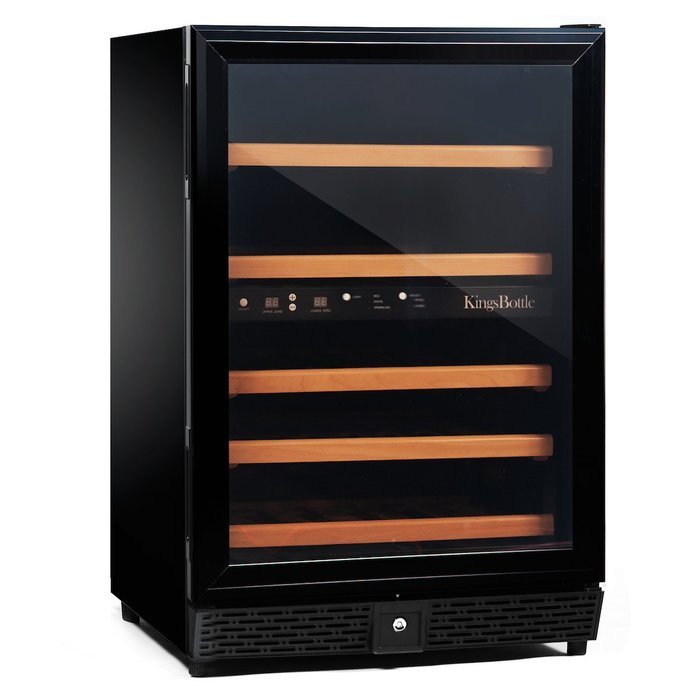 KingsBottle 50 Bottle Dual Zone Wine Cooler, Black N19