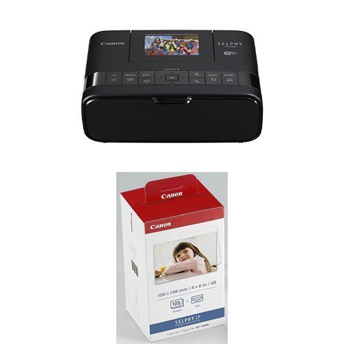 Canon Selphy CP1200 Black Wireless Color Photo Printer and Canon KP-108IN Color Ink and 108 Sheet 4 x 6 Paper...