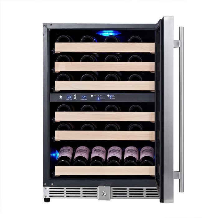 KingsBottle 50 Bottle Dual Zone Wine Cooler, Black N25