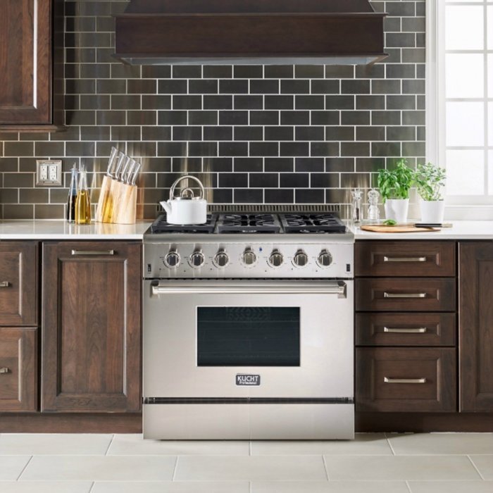 KUCHT KRG3618U/LP Pro-Style 36 inch Stainless Steel Propane Gas Fuel Sealed Burner Range - Convection & Infra-red... N6
