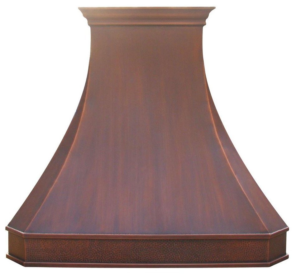 Copper Best H3 482139SD Copper Oven Hood with Internal Motor Large Size 48 inches in Antique Copper Finish