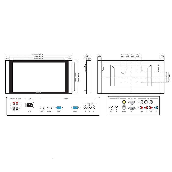 Phillips 46" Professional Widescreen HDMI Full HD 1920 x 1080p Multimedia LCD Monitor BDL4640E N5