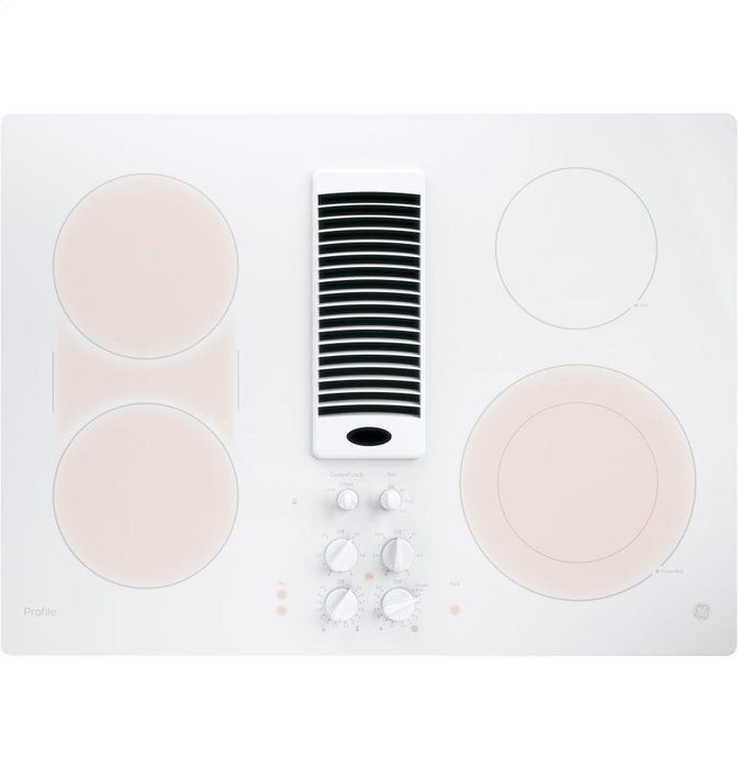 GE Profile 30" White Electric Cooktop With Downdraft N6