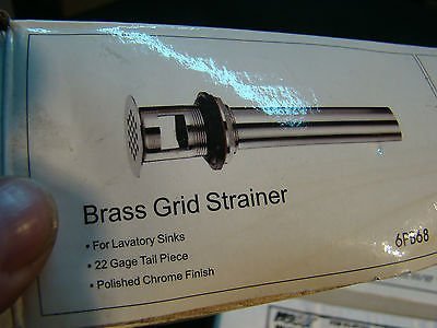 Lot of 2 NEW Grainger Brass Grid Drain 22 Gage Tailpieces CHROME 6BP68 N5