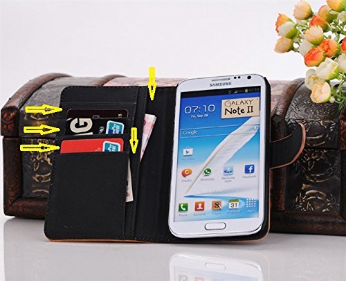 SYCOM Premium Folio Case for Samsung Galaxy Note 2 Note II N7100 with Card Holder (BRN4). 6~10 Days Delivery