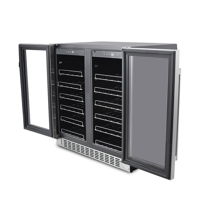 Thorkitchen JC-116A2EQ 36 Bottle 24" Built-in & Free Standing Dual Zone Wine Cooler, Stainless Steel N6