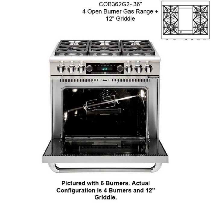 Capital Connoisseurian Series 36" Range COB362G2L Liquid Propane