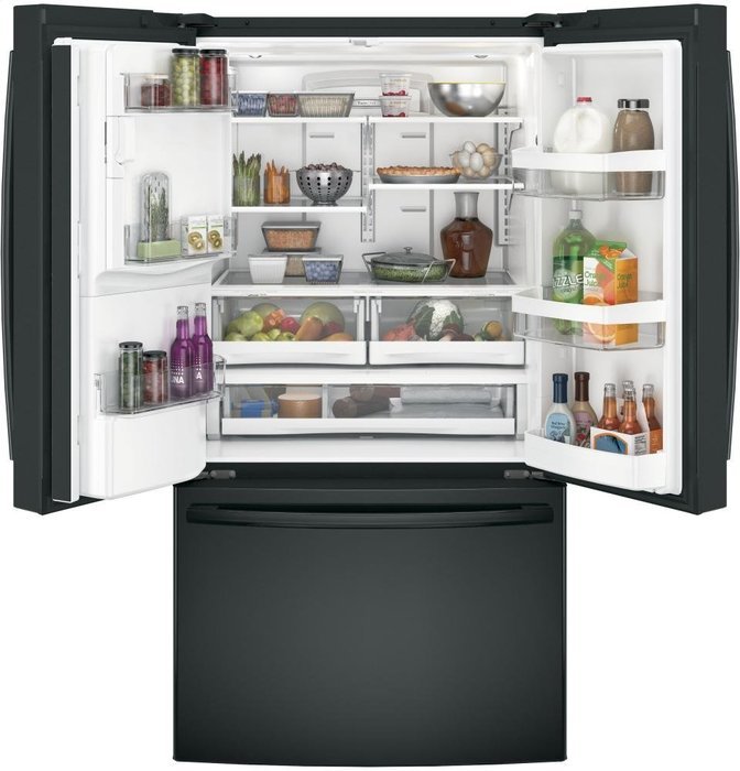 GE Black French-Door Bottom Freezer Refrigerator N7 free image download