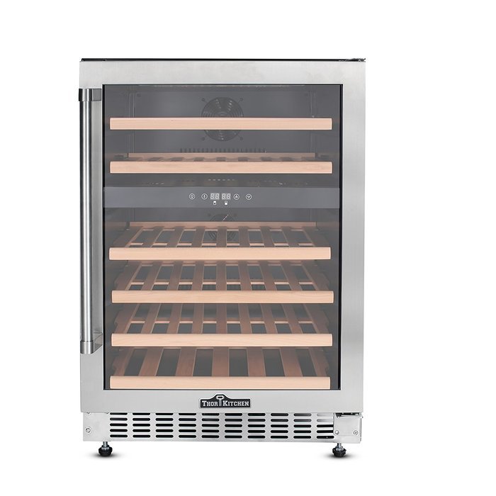 Thorkitchen JC-145A2EQ 46 Bottle 24" Built-in & Free Standing Dual Zone Wine Cooler, Stainless Steel