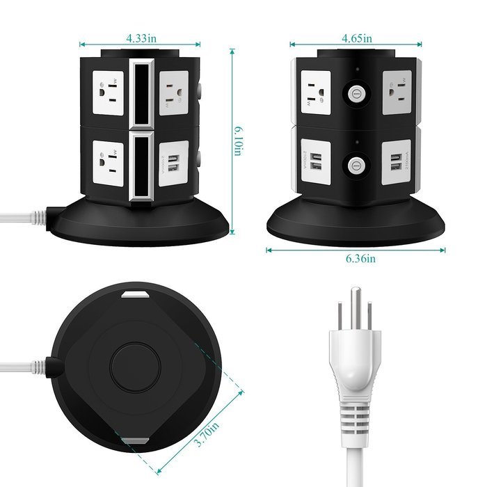 Surge Protector, FlePow 6-Outlet Power Strip Charging Station with 4-Port USB Charger for iPhone, iPad and Others... N4