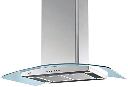 XO XOMI36G Island Glass Canopy Chimney Range Hood, Stainless/Glass