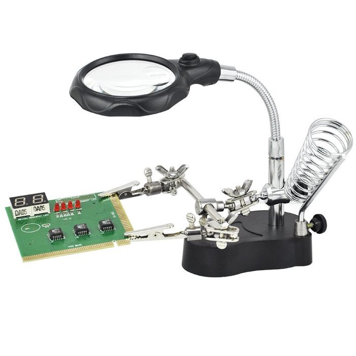 Topro Soldering Stand Workbench LED Lighting Magnifying Glass Kit N3