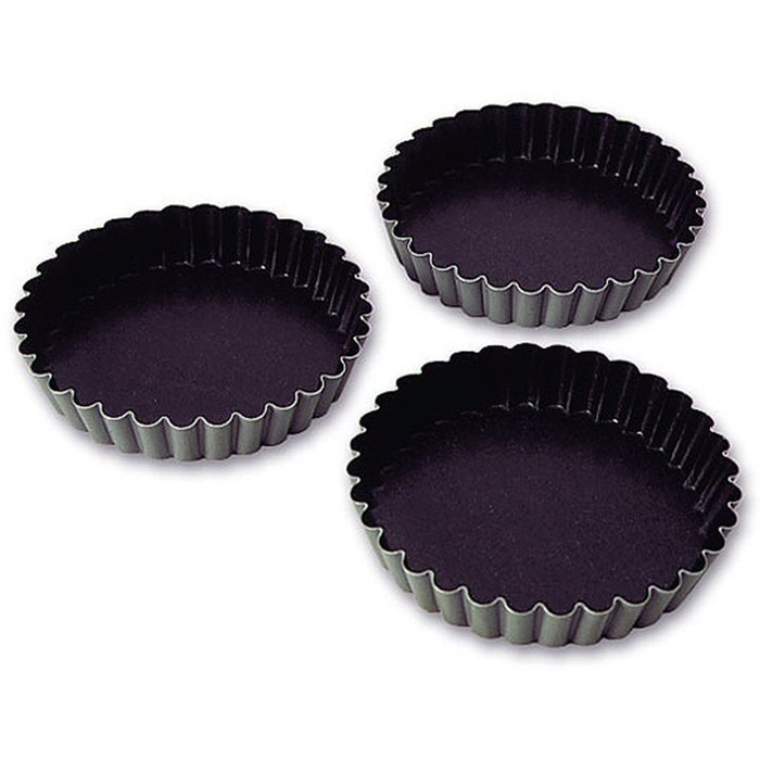 Matfer Bourgeat Aluminum Exal Small Non-stick Tart Pan, 3.37", 12PK 334101
