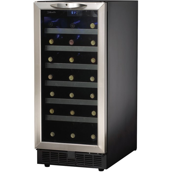 Danby DWC1534BLS 3.7 Cu. Ft. 34-Bottle Silhouette Wine Cooler - Black/Stainless N3