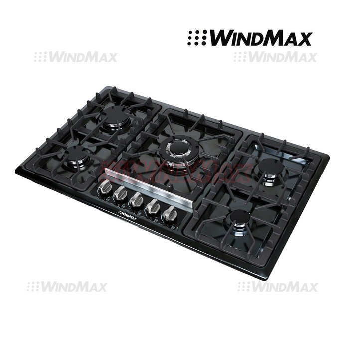 WindMax&reg; 34" Black Titanium Stainless Steel 5 Burner Built-In Stoves Gas Cooktop Cooker N3