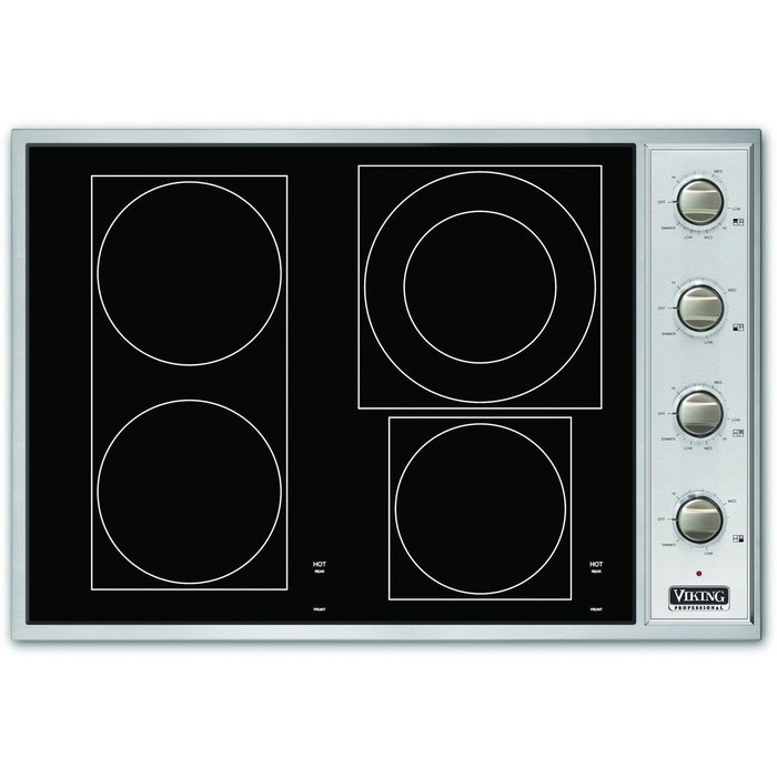 Viking VECU1064BSB - Stainless Steel/Black Glass 30"Electric Radiant Cooktop - VECU (30"wide, four radiant elements)